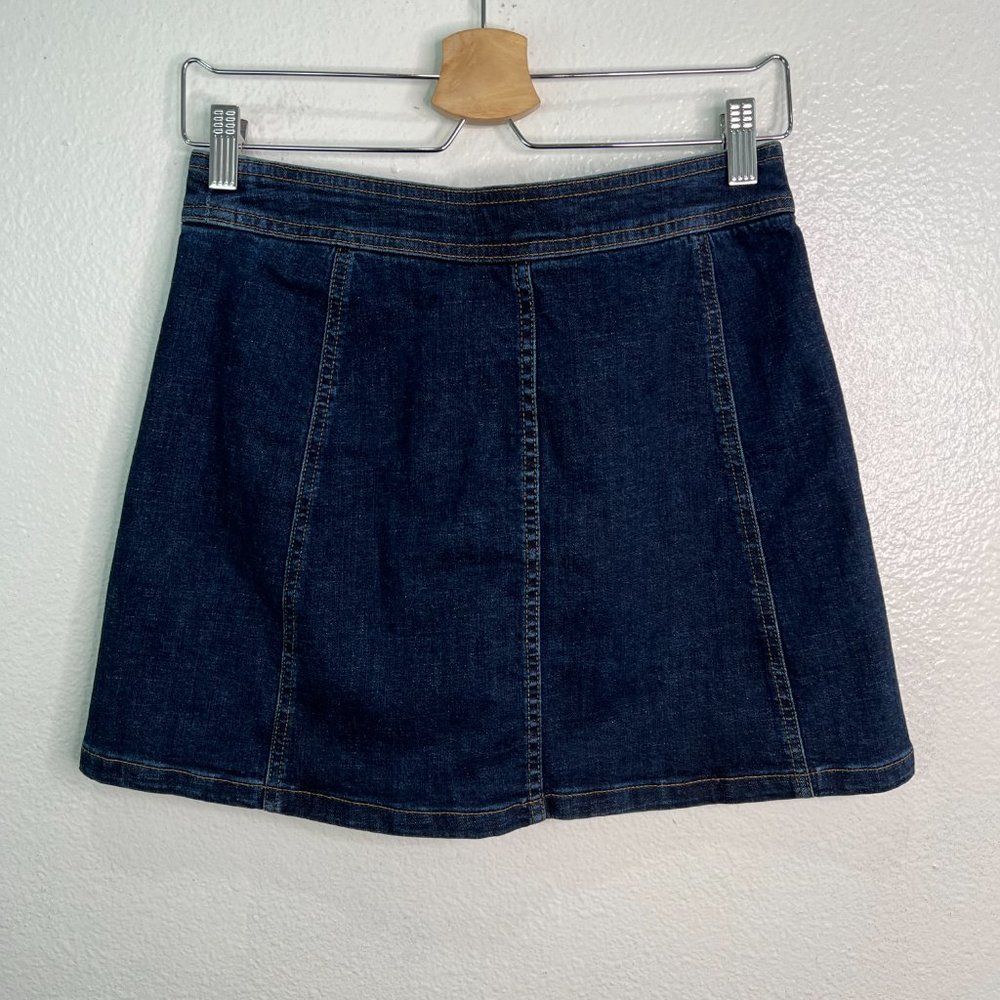 Madewell Denim Mini Skirt Button Front Dark Wash Size 2 - Picture 5 of 8
